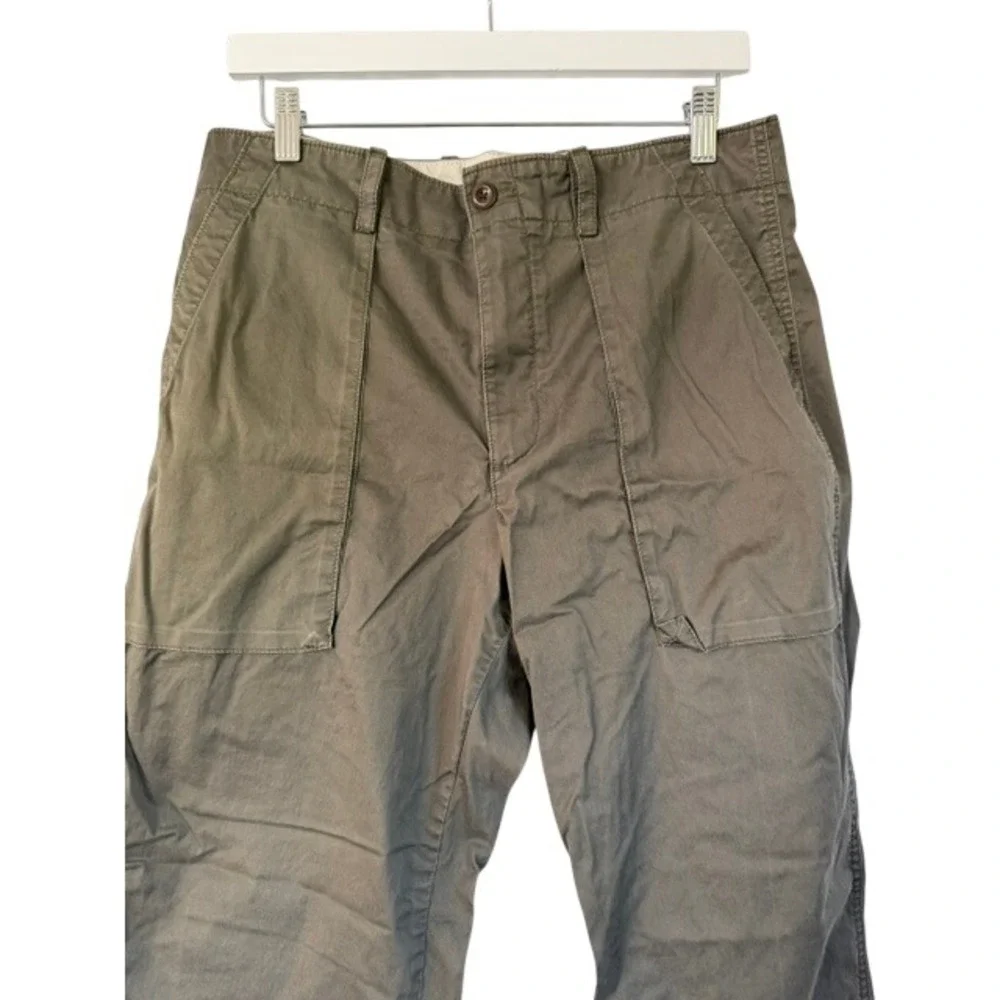 Olive Green Fatigue Utility Pants Cotton Twill Straight Leg Trousers 33 Waist